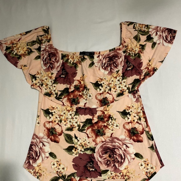 Tops - Pink Flutter Sleeve Blouse with Ruffled Details
